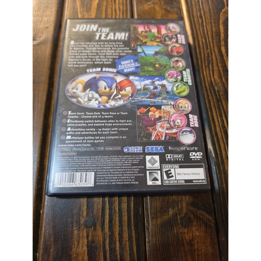SONIC HEROES‎ (SONY PS2) COMPLETE - TESTED (WBP017131)